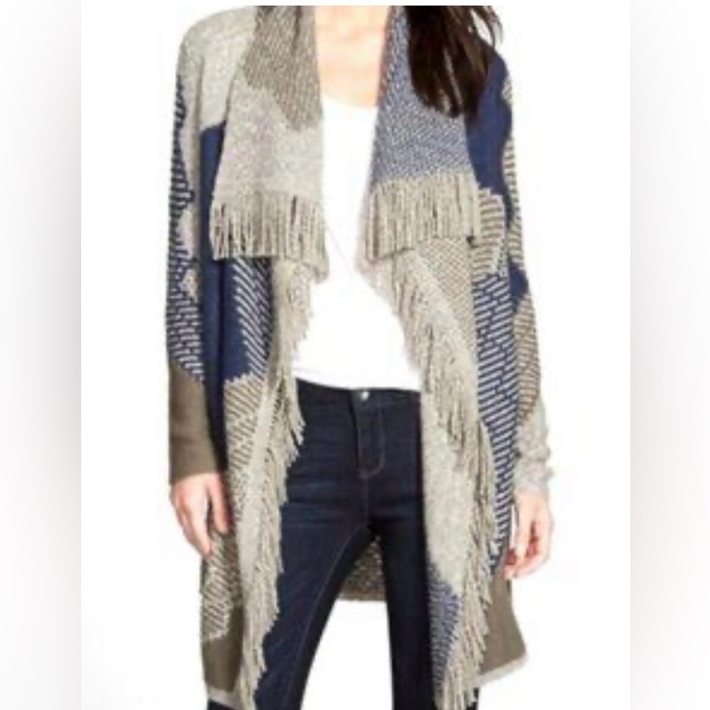 NIC & ZOE Angled Vital Open Fringe Cardigan Size Large